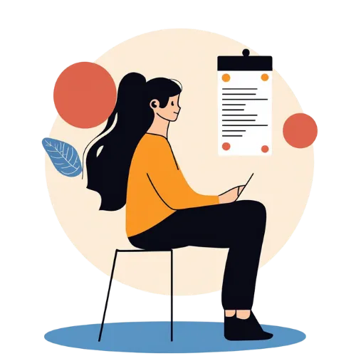 Illustration of a professional reviewing a checklist for recruitment and onboarding processes